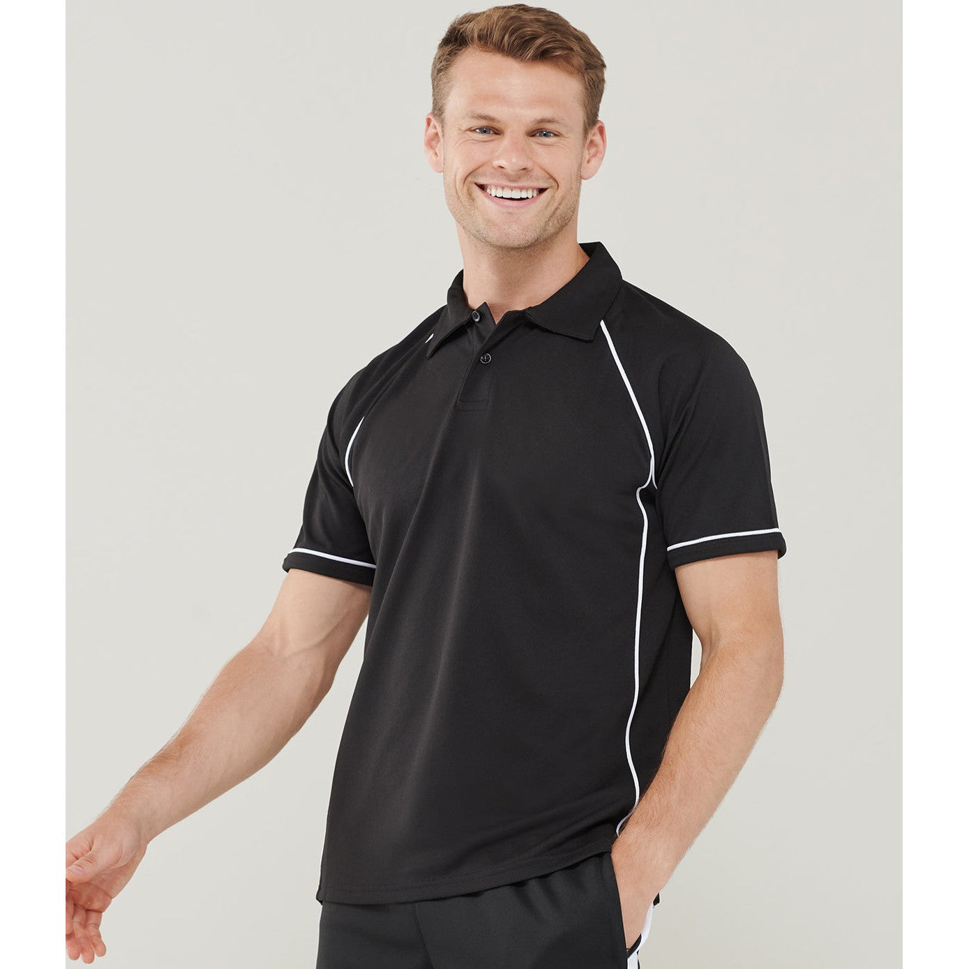 Finden & Hales Piped Performance Polo - Black/White*