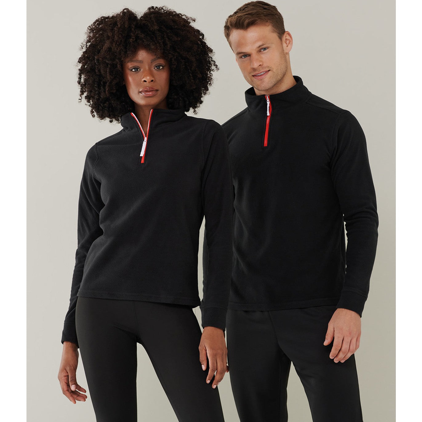 Finden & Hales ¼ Zip Long Sleeve Fleece Piped
