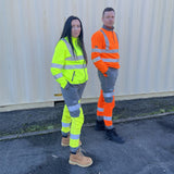 Leo Workwear HAWKRIDGE Leo EcoViz High Performance 4X Stretch Trouser- Hi-Vis Orange/Grey