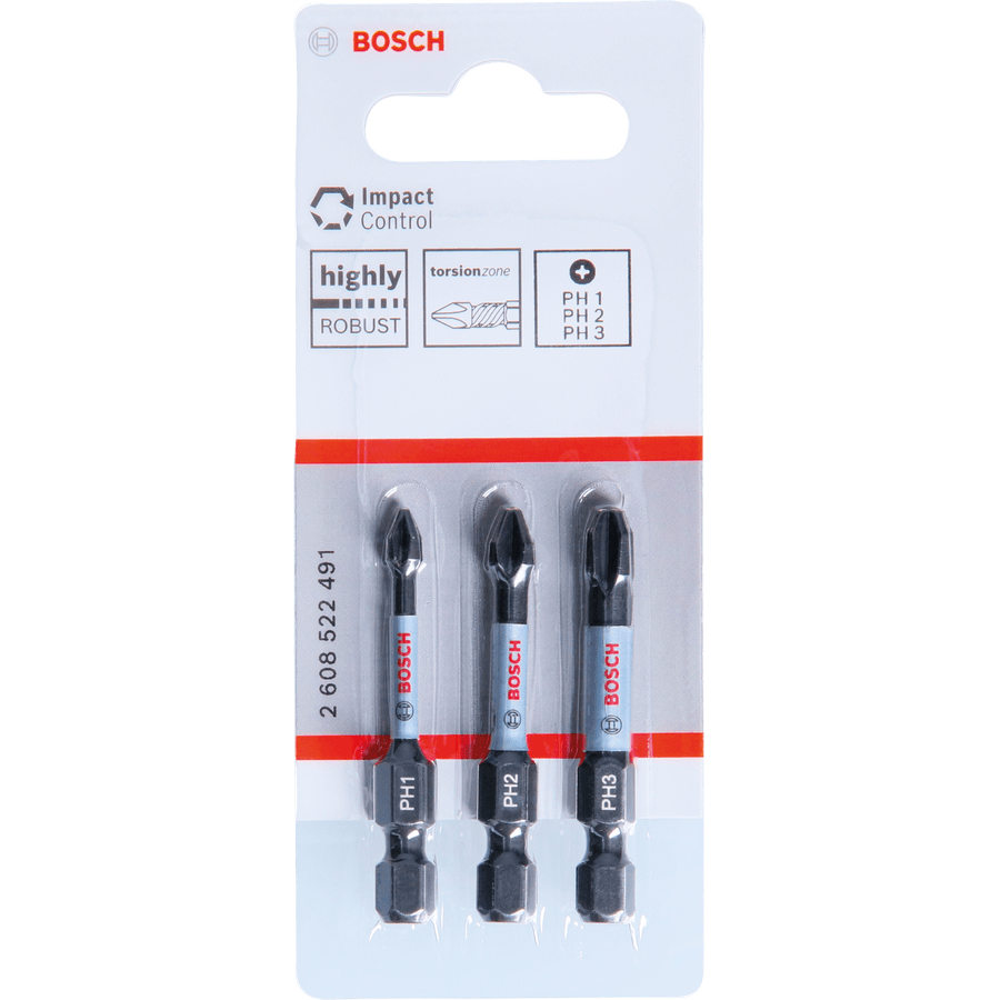 Bosch Professional Impact Control Set - PH1/2/3, 50mm, 3 Pieces