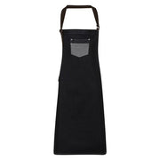 Premier Division Waxed-Look Denim Bib Apron With Faux Leather