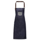 Premier Division Waxed-Look Denim Bib Apron With Faux Leather