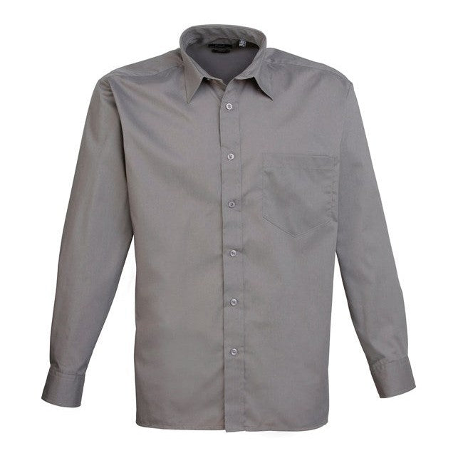 Premier Long Sleeve Poplin Shirt - Dark Grey