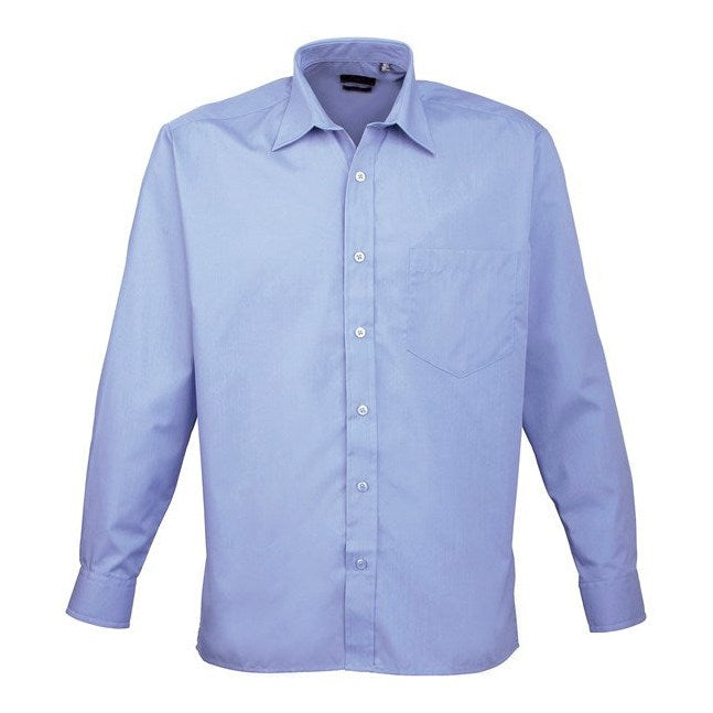 Premier Long Sleeve Poplin Shirt - Mid Blue