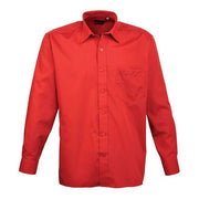 Premier Long Sleeve Poplin Shirt - Red