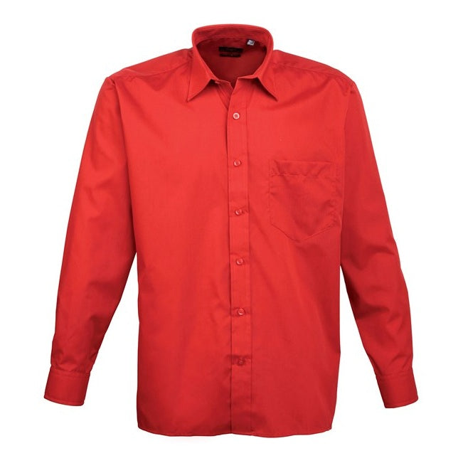 Premier Long Sleeve Poplin Shirt - Red