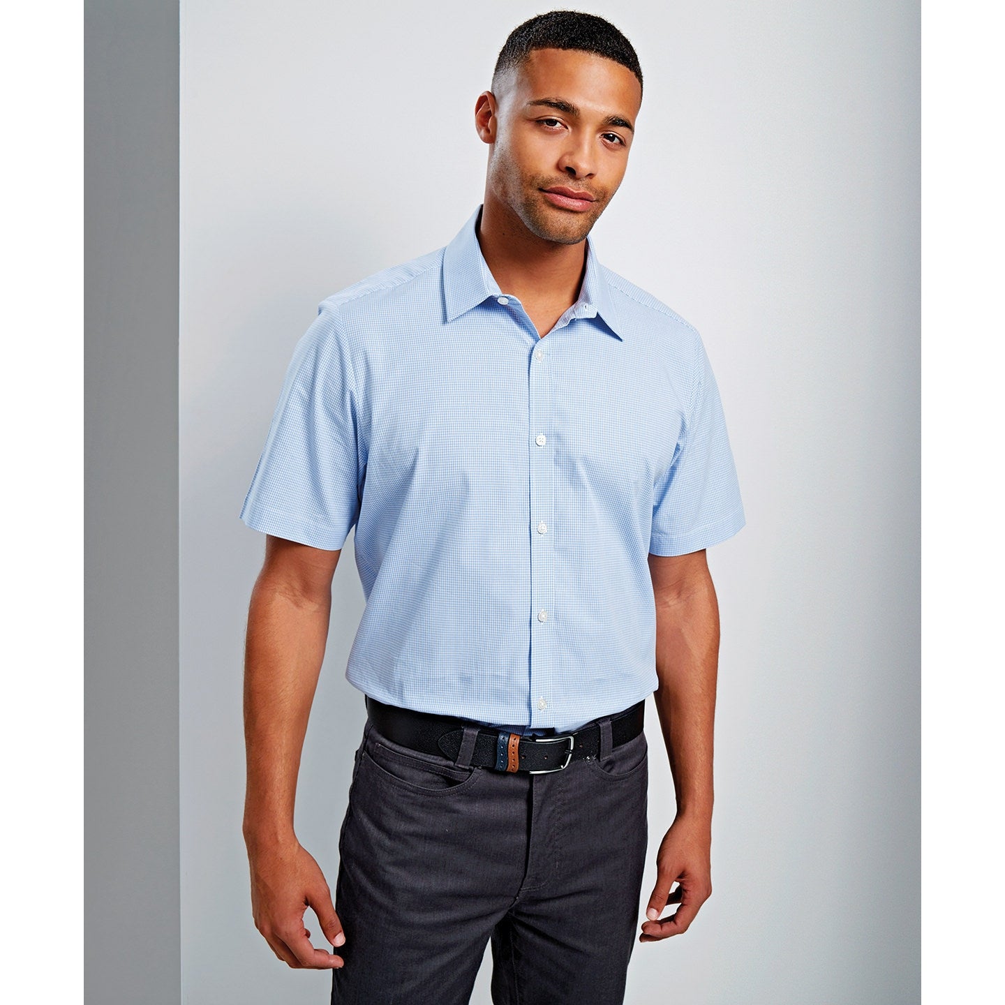 Premier Microcheck (Gingham) Short Sleeve Cotton Shirt