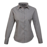 Premier Women's Poplin Long Sleeve Blouse - Dark Grey