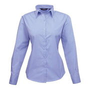Premier Women's Poplin Long Sleeve Blouse - Mid Blue