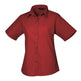Premier Women's Short Sleeve Poplin Blouse - Burgundy