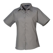 Premier Women's Short Sleeve Poplin Blouse - Dark Grey