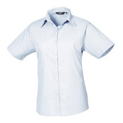 Premier Women's Short Sleeve Poplin Blouse - Light Blue