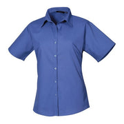 Premier Women's Short Sleeve Poplin Blouse - Royal