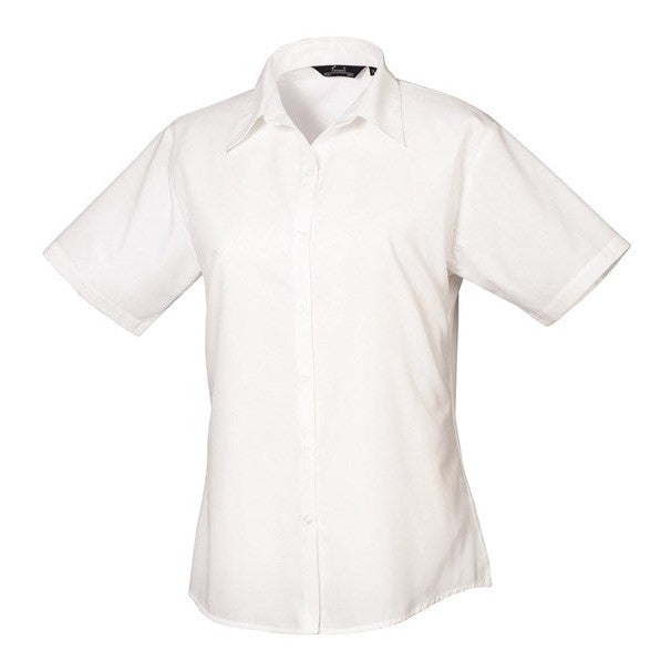 Premier Women's Short Sleeve Poplin Blouse - White