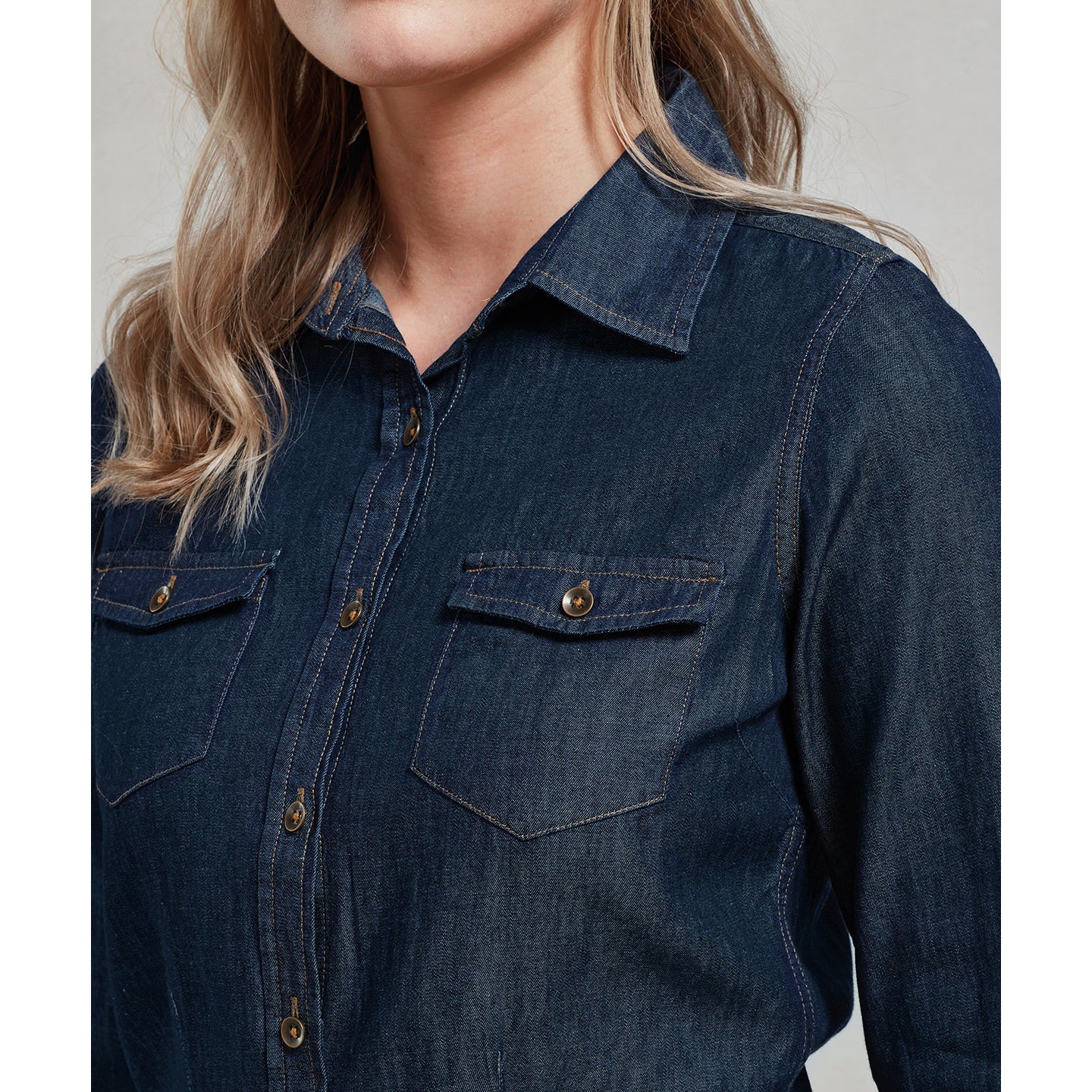 Premier Women's Jeans Stitch Denim Shirt