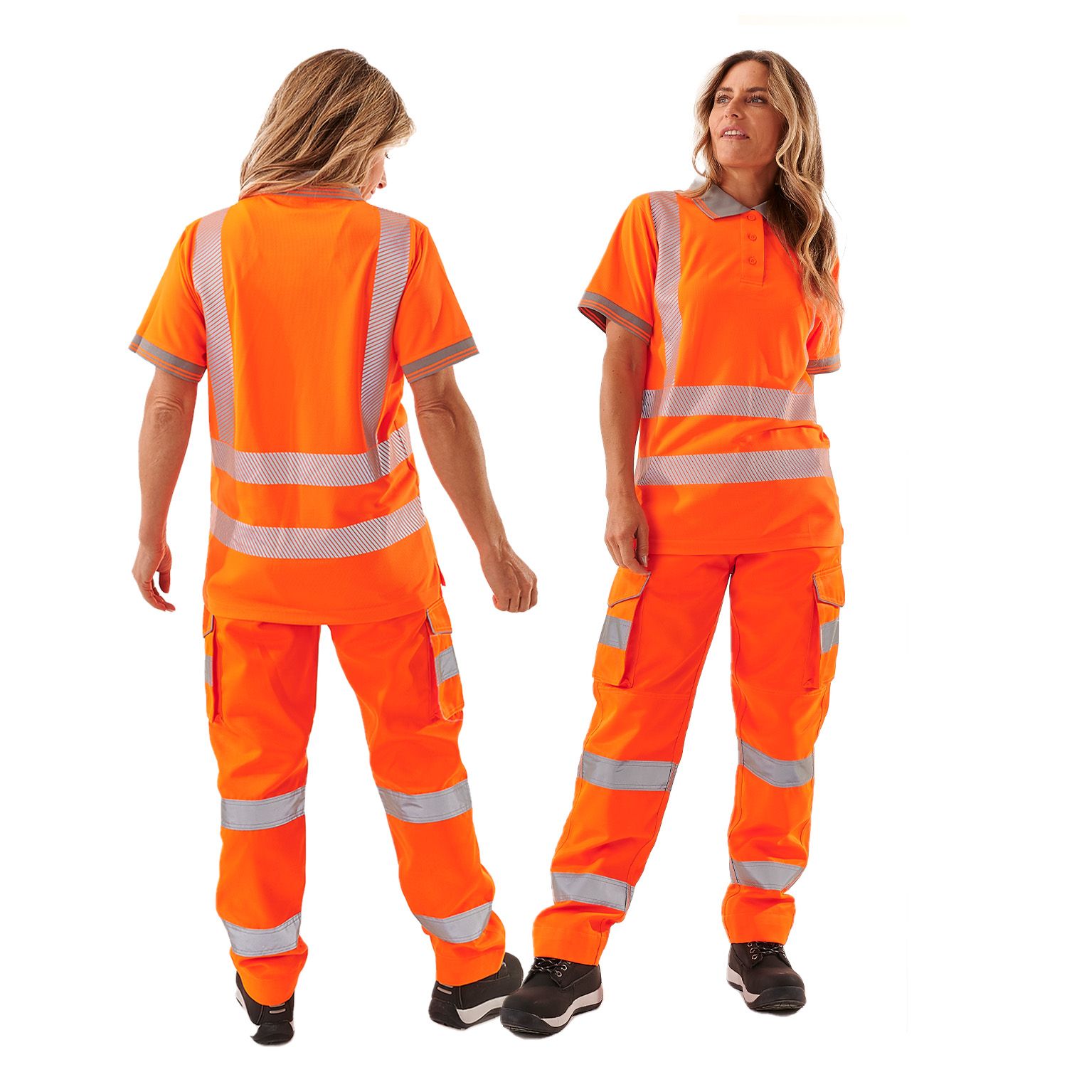 Supertouch Ladies Hi Vis Orange Savannah Bird Eye Polo