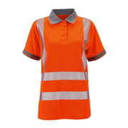 Supertouch Ladies Hi Vis Orange Savannah Bird Eye Polo