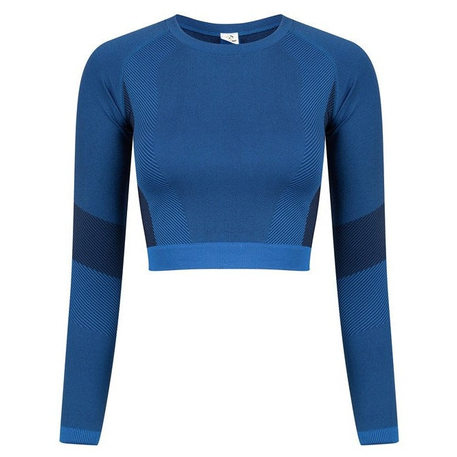 Tombo Women's Seamless Panelled Long Sleeve Crop Top