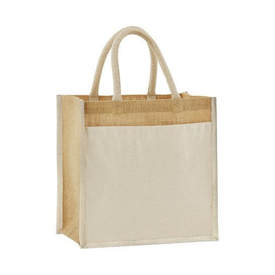 Westford Mill Cotton Pocket Natural Starched Jute Midi Tote