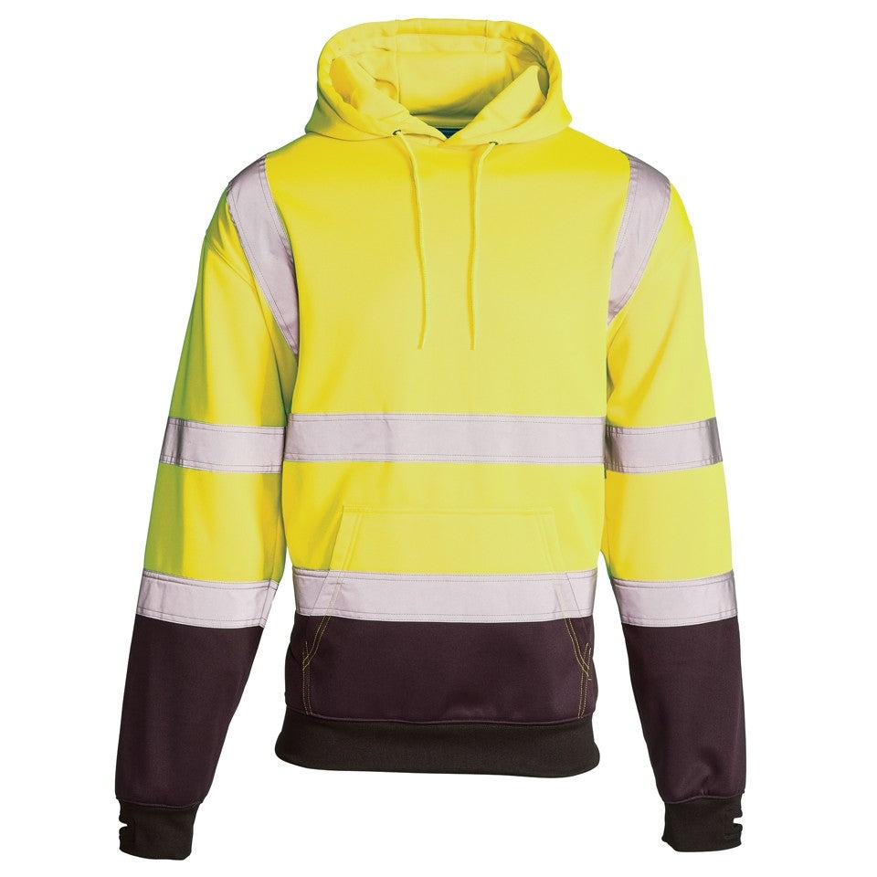 Supertouch Hi Vis Yellow 2 Tone Hooded Sweatshirt