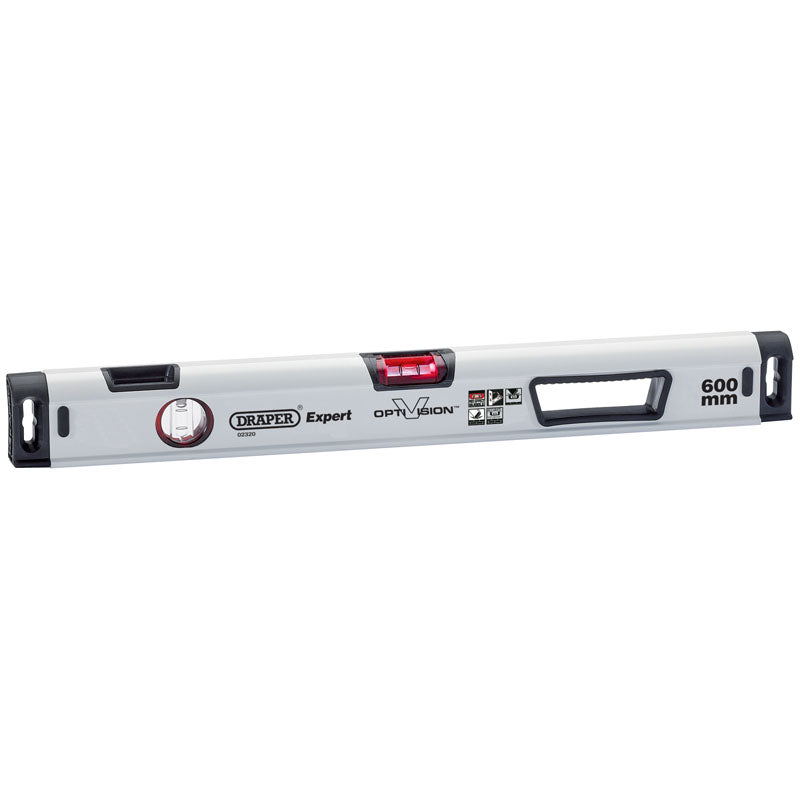 Draper 600mm Opti-Vision&#8482; Box Section Ergo-Grip&#8482; Levels with Dual Vials