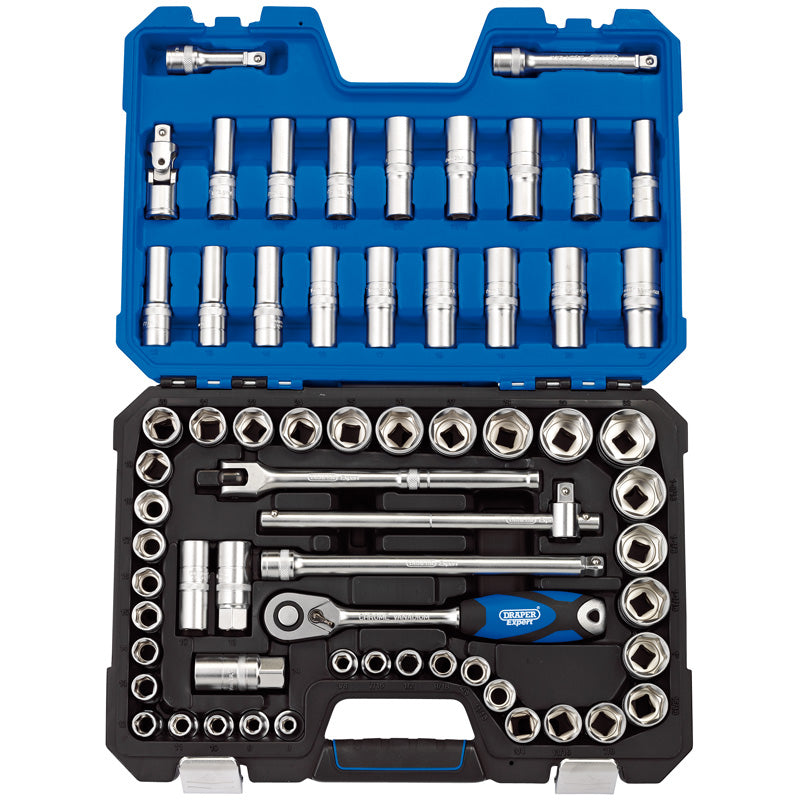 Draper 1/2" Sq. Dr. MM/AF Combined Socket Set (63 Piece)