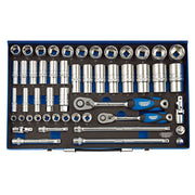 Draper 3/8" and 1/2" Sq. Dr. Metric Socket Set in Metal Case (50 Piece)