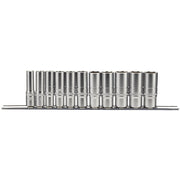 Draper 3/8" Sq. Dr. Imperial Deep Socket Set on Metal Rail (11 Piece)