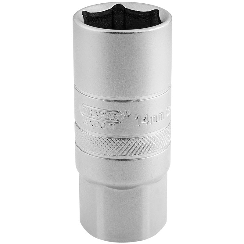 Draper 1/2" Square Drive 14mm Thread 6 Point Satin Chrome Spark Plug Socket (21mm Socket)