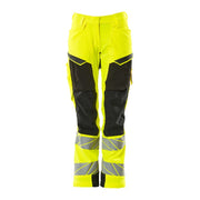Mascot Accelerate Safe Ladies Diamond Fit Trousers with Kneepad Pockets - Hi-Vis Yellow/Black #colour_hi-vis-yellow-black