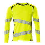 Mascot Accelerate Safe Modern Fit Long-Sleeved T-shirt #colour_hi-vis-yellow-dark-navy