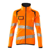 Mascot Accelerate Safe Ladies Microfleece Jacket with Zipper #colour_hi-vis-orange-dark-navy