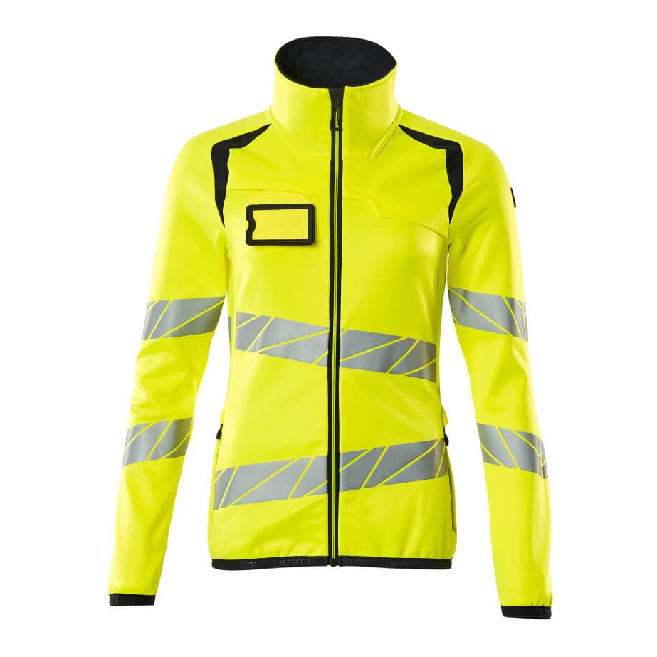 Mascot Accelerate Safe Ladies Microfleece Jacket with Zipper #colour_hi-vis-yellow-dark-navy