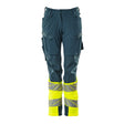 Mascot Accelerate Safe Ladies Diamond Fit Trousers with Kneepad Pockets - Petrol/Hi-Vis Yellow #colour_petrol-hi-vis-yellow