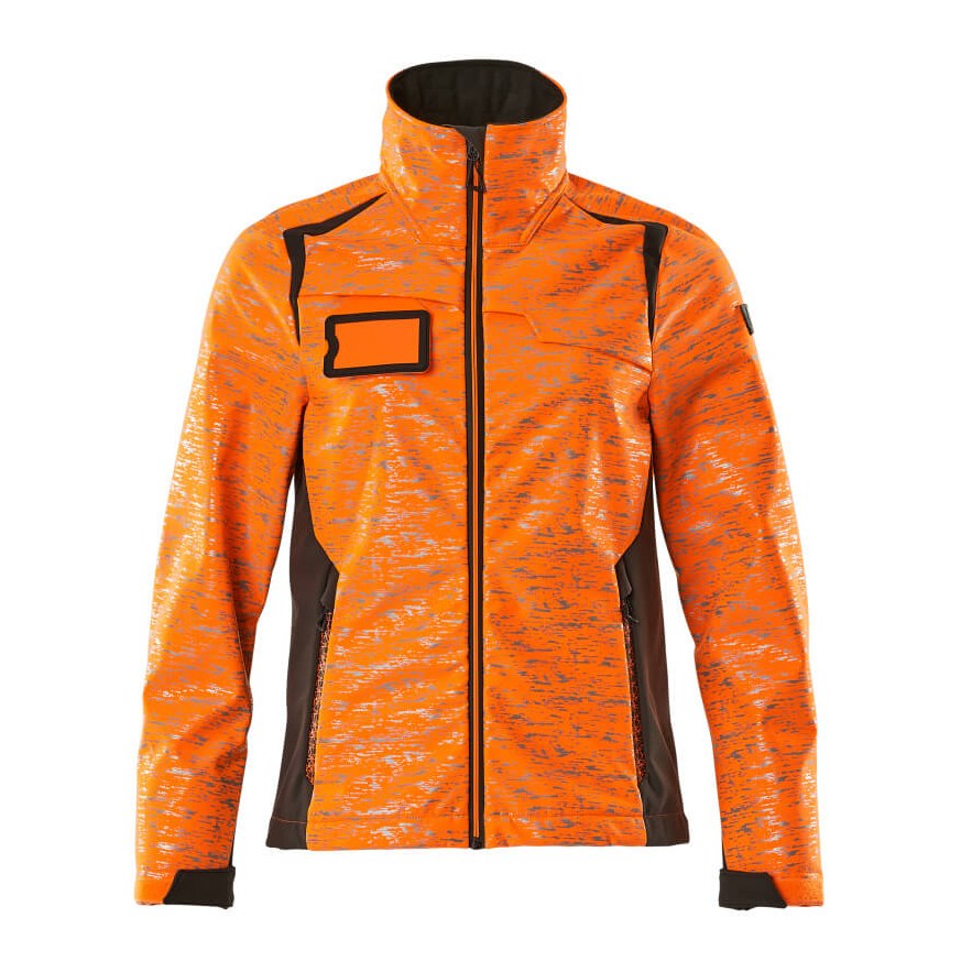 Mascot Accelerate Safe Ladies Fit Softshell Jacket with Reflectors #colour_hi-vis-orange-dark-anthracite