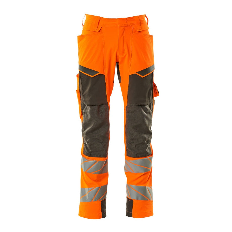 Mascot Accelerate Safe Trousers with Kneepad Pockets - Hi-Vis Orange/Dark Anthracite #colour_hi-vis-orange-dark-anthracite