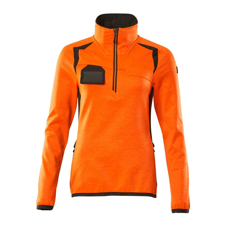 Mascot Accelerate Safe Ladies Half Zip Microfleece #colour_hi-vis-orange-dark-anthracite