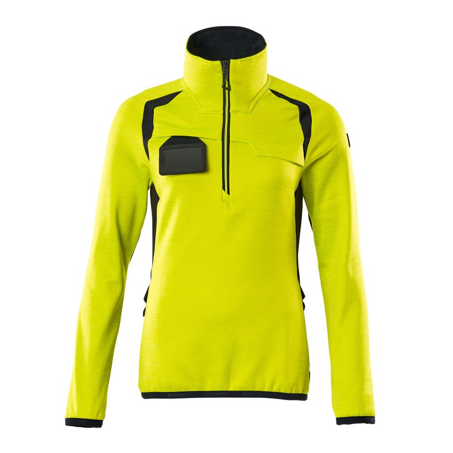Mascot Accelerate Safe Ladies Half Zip Microfleece #colour_hi-vis-yellow-dark-navy