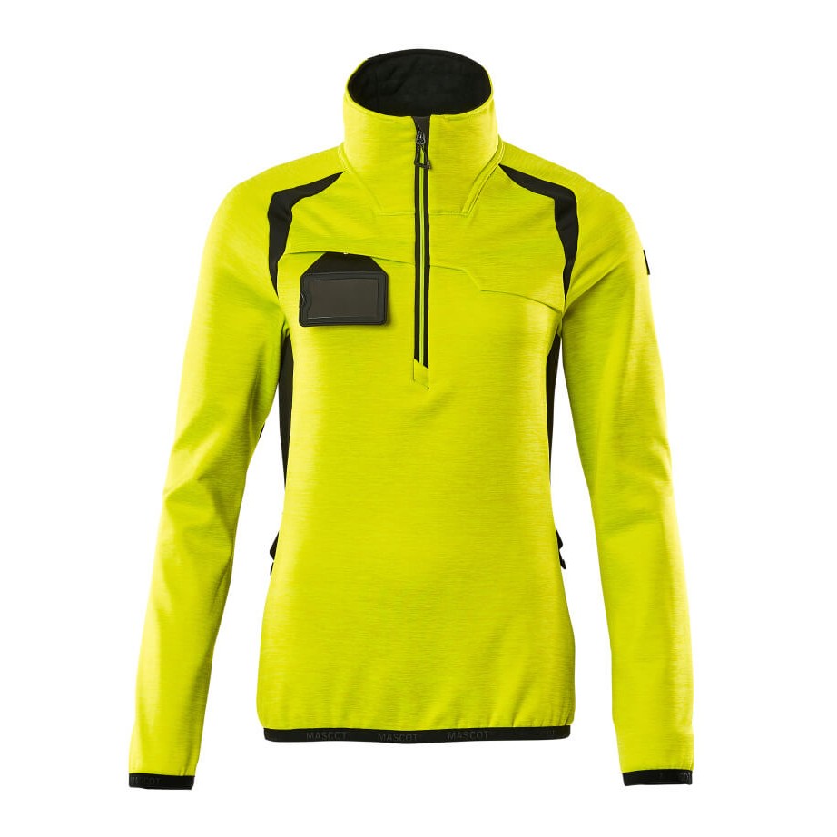 Mascot Accelerate Safe Ladies Half Zip Microfleece #colour_hi-vis-yellow-black