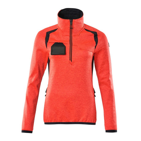 Mascot Accelerate Safe Ladies Half Zip Microfleece #colour_hi-vis-red-dark-navy