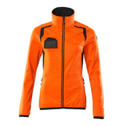 Mascot Accelerate Safe Ladies Microfleece Jacket with Zipper #colour_hi-vis-orange-dark-navy
