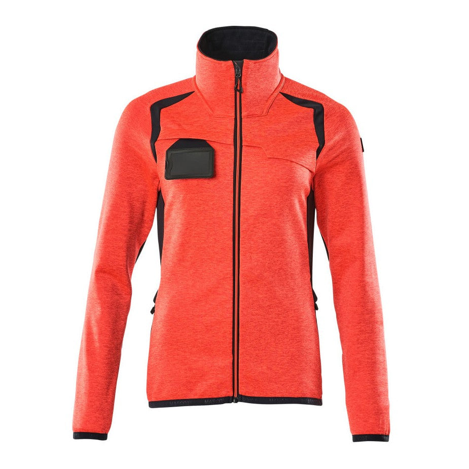Mascot Accelerate Safe Ladies Microfleece Jacket with Zipper #colour_hi-vis-red-dark-navy