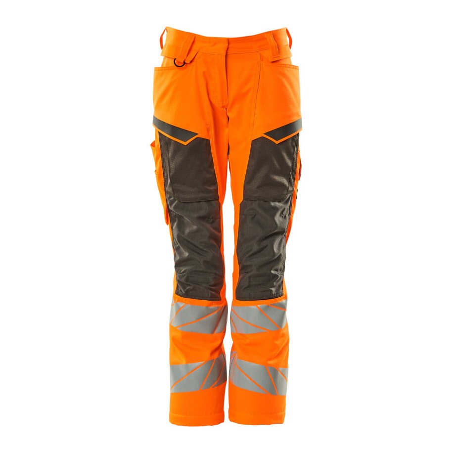 Mascot Accelerate Safe Ladies Diamond Fit Trousers with Kneepad Pockets #colour_hi-vis-orange-grey