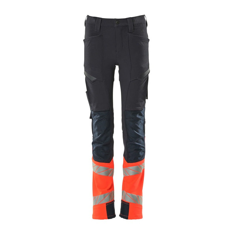 Mascot Accelerate Safe Junior Ultimate Stretch Trousers #colour_dark-navy-hi-vis-red