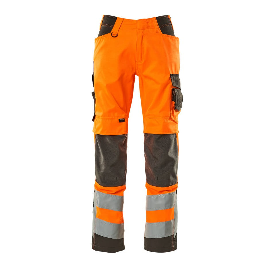 Mascot Safe Supreme Trousers with Kneepad Pockets #colour_hi-vis-orange-dark-anthracite