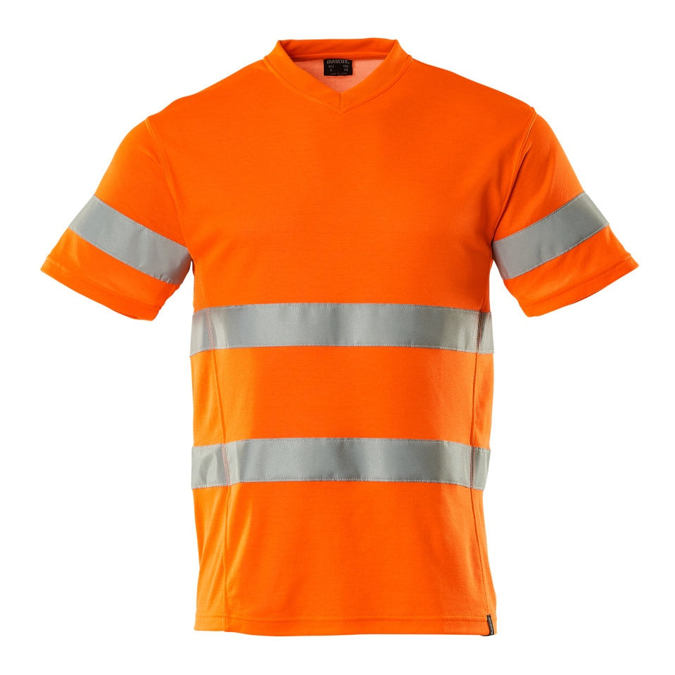 Mascot Safe Classic Modern Fit V-Neck T-Shirt #colour_hi-vis-orange