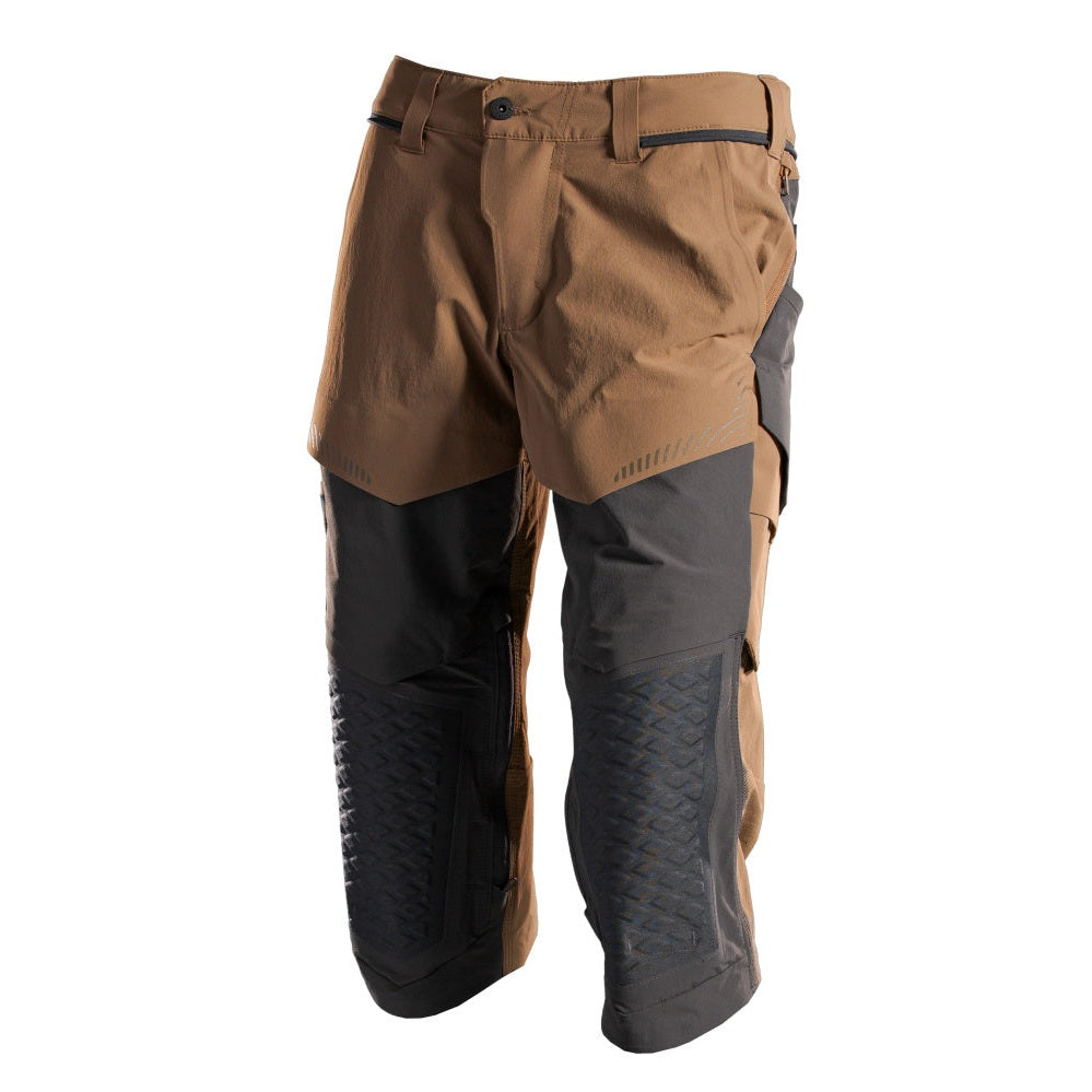 Mascot Customized Craftsmen's 3/4 Trousers with Kneepad Pockets - Nut Brown/Black #colour_nut-brown-black
