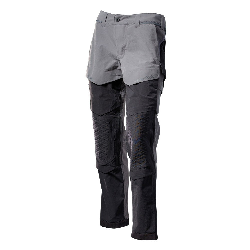 Mascot Customized Stretch Trousers with Kneepad Pockets - Stone Grey/Black #colour_stone-grey-black