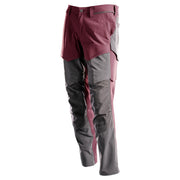 Mascot Customized Stretch Trousers with Kneepad Pockets - Bordeaux/Stone Grey #colour_bordeaux-stone-grey
