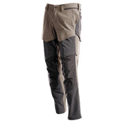Mascot Customized Stretch Trousers with Kneepad Pockets - Dark Sand/Stone Grey #colour_dark-sand-stone-grey